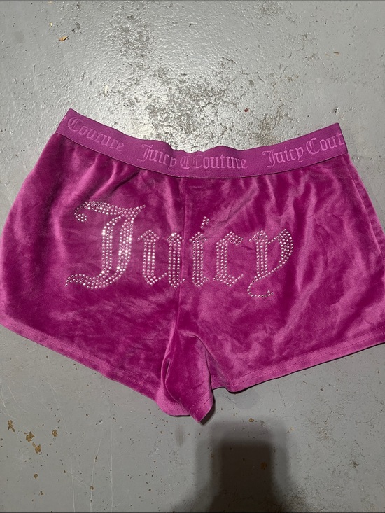 Juicy Couture Other - Juicy Couture M  Velour Rhinestone Logo Lounge Shorts - Magenta